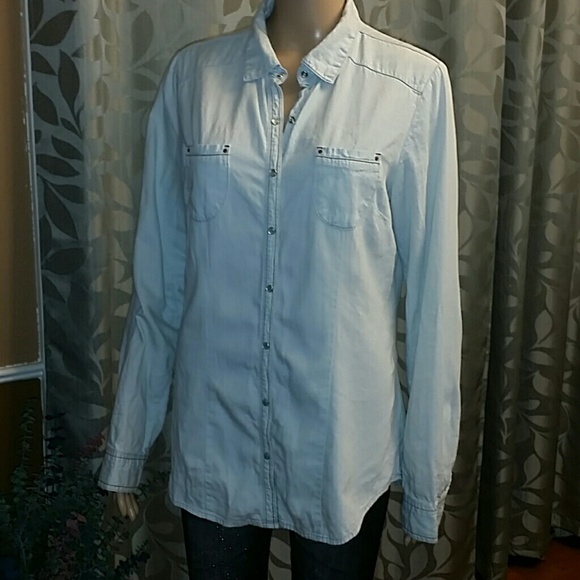 girl krazy Tops - Denim Button Down Blouse