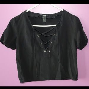 Black Crisscross Crop Top