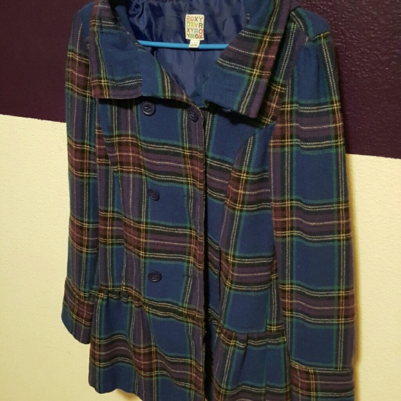 Blue and Purple Plaid Jacket w/ Pockets