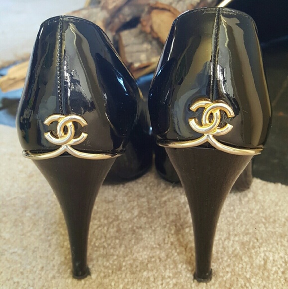Chanel Patent Peep toe Pumps