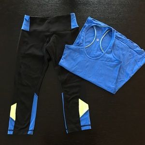 lululemon athletica Pants - Lululemon Colorblock Tank & Crop Pants Set lululemon athletica Pants - Lululemon Colorblock Tank & Crop Pants Set