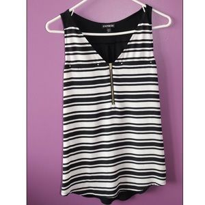 B&W striped half zip tank