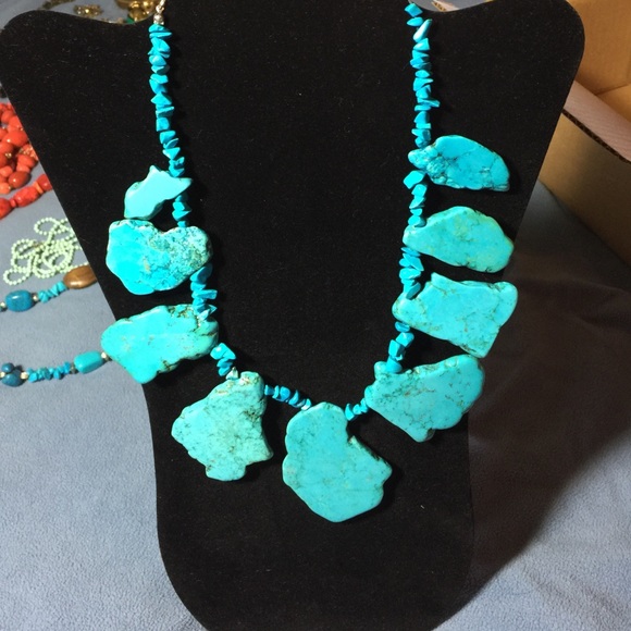 Faux Turquoise Statement Necklace.