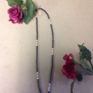 27" hematite fw pearl & onyx necklace