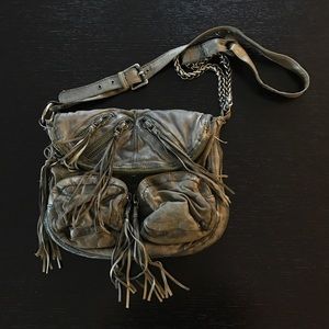 Tarnish Bags - Tarnish Distressed Green Crossbody Bag w/Tassels Tarnish Bags - Tarnish Distressed Green Crossbody Bag w/Tassels