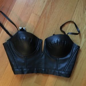 Leather crop top with cups