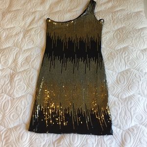 Black, Gold & Silver Sequin Bodycon Dress