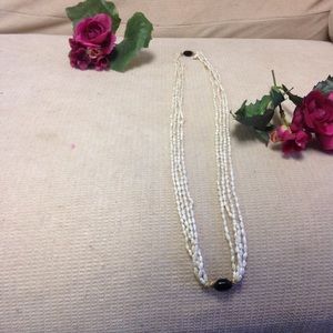 30" Freshwater pearl necklace onyx & 14kt beads