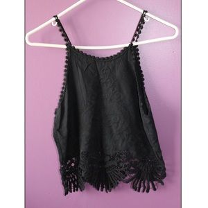 Black Crotchet Crop Top