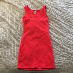 Neon pink body con dress