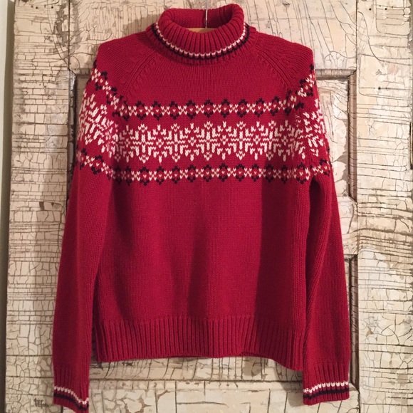 Red Christmas Sweater with black and white accents