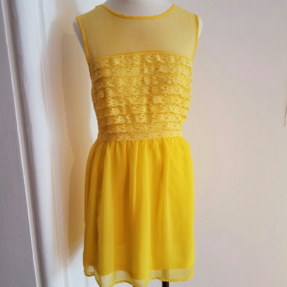 Golden yellow lace dress