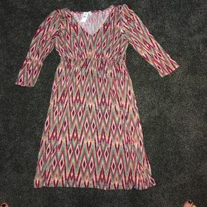 Pink, teal, orange dress