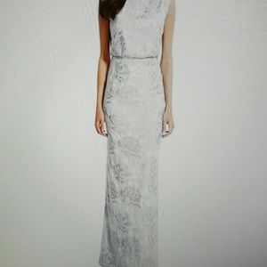Adrianna Papell Silver Evening Dress