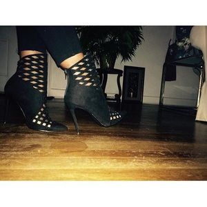 Black Cut-Out Ankle Boots