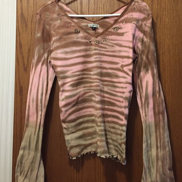 Vintage Marabou Multicolored Ribbed Tie-Dyed Top