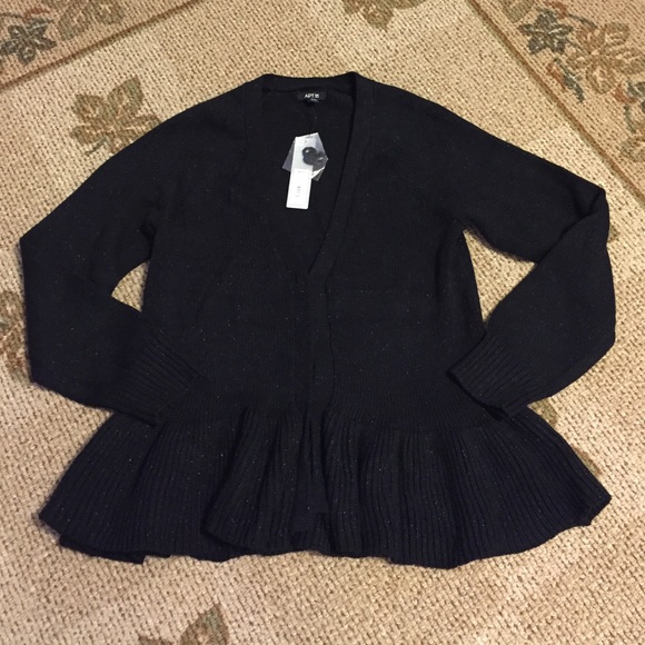 NWT Black and Gold Peplum Cardigan- Size S