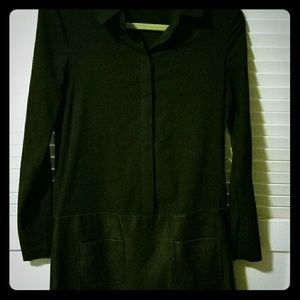 Black shirt dress with leather piece