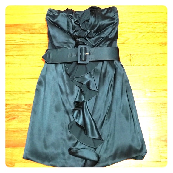 Blue green silk Express dress.
