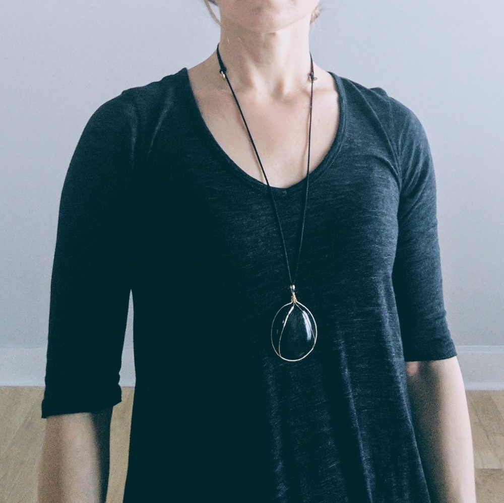 Handmade large stone pendant necklace