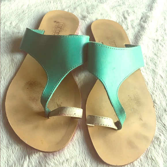 Anna luz Brazil turquoise silver flat sandals