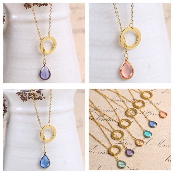 Long Chain Lariat necklace with Crystal Charm - Picture 2 of 4