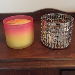 Bath and body works candle and candle holder