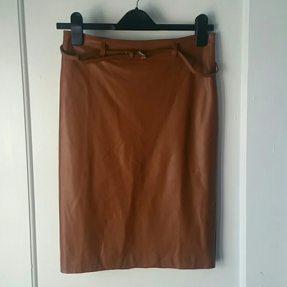 Shopruche Chestnut Brown Faux Leather Skirt
