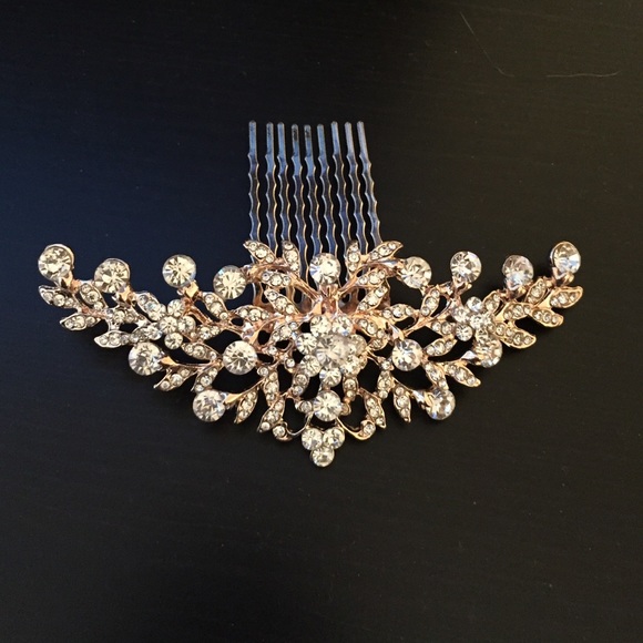 Rose gold rhinestone hair piece