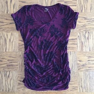 Maroon floral maternity tee