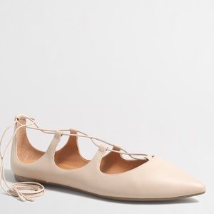J Crew Factory Nude Lace Up Flats