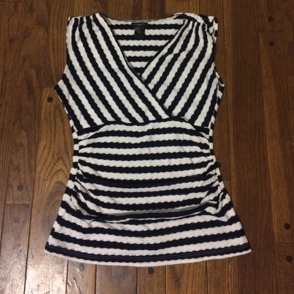 Ann Taylor Navy & Cream Fitted Top