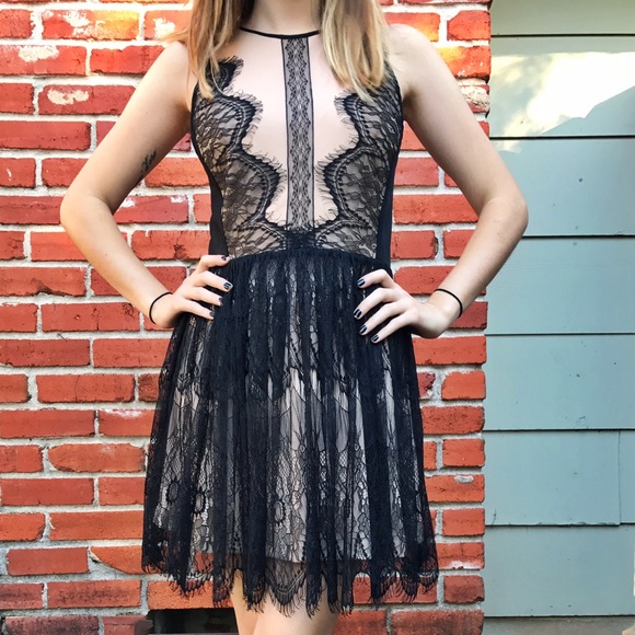 Black Lace and Cream Dress
