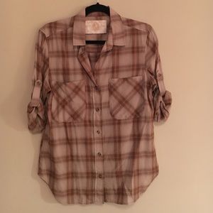 Long sleeve cotton brown plaid Bella Dahl shirt
