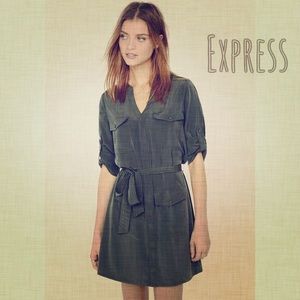Express Olive Military Shirt Dress