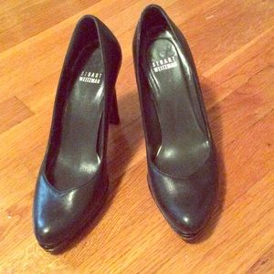 Stuart Weitzman 4 inch black leather pumps