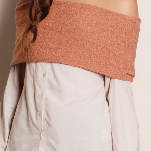Off Shoulder Button Down Top - Picture 4 of 4