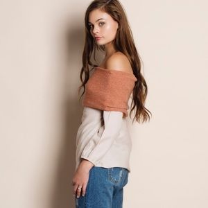 Bare Anthology Tops - Off Shoulder Button Down Top Bare Anthology Tops - Off Shoulder Button Down Top