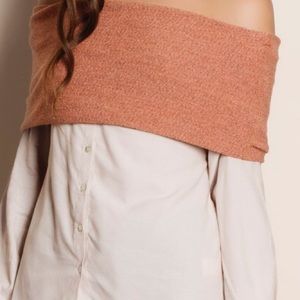 Bare Anthology Tops - Off Shoulder Button Down Top Bare Anthology Tops - Off Shoulder Button Down Top