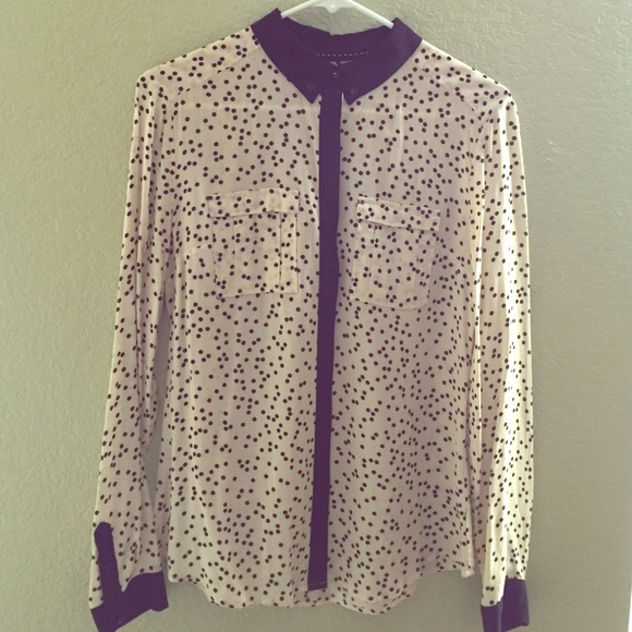 Anthropologie Maeve polka dot button down