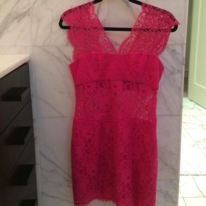 BCBG maxazria hot pink lace dress