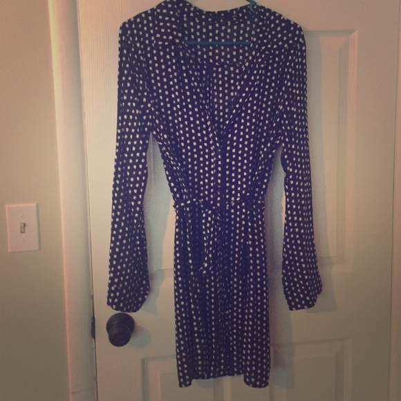 Navy blue abstract polka-dot Shirt dress Modcloth