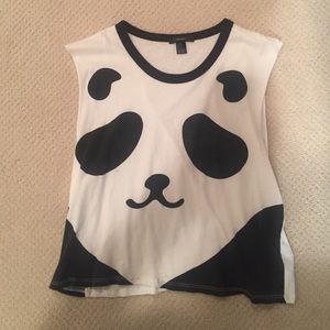 Cropped black and white panda shirt