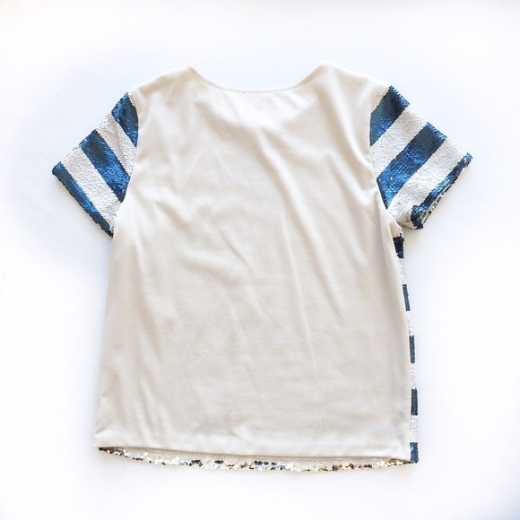 ✨sold✨ Weston Kira Blue & Bone Beaded Top S - Picture 2 of 4