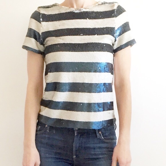 ✨sold✨ Weston Kira Blue & Bone Beaded Top S - Picture 4 of 4