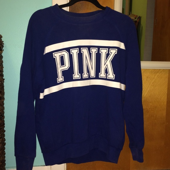 PINK crewneck/sweatshirt in royal blue - Picture 1 of 3