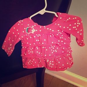 Carter's Hedgehog Ruffled Long Sleeved Girls Top