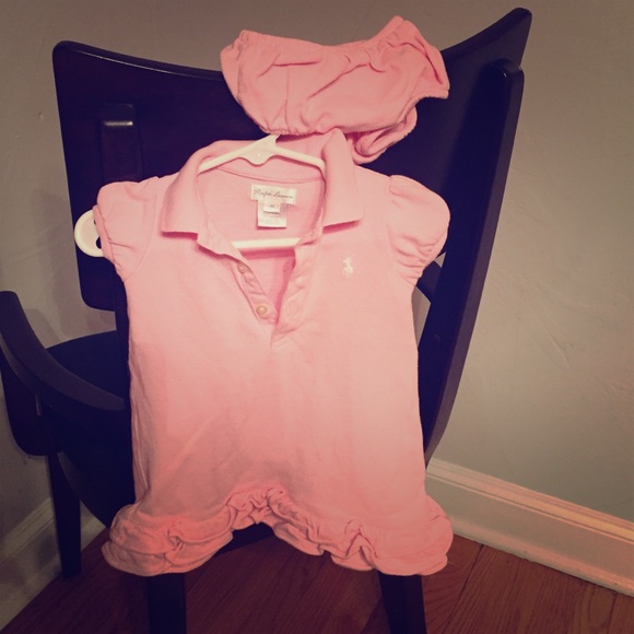 Ralph Lauren Pink Ruffle Baby Girl Dress w Bloomer