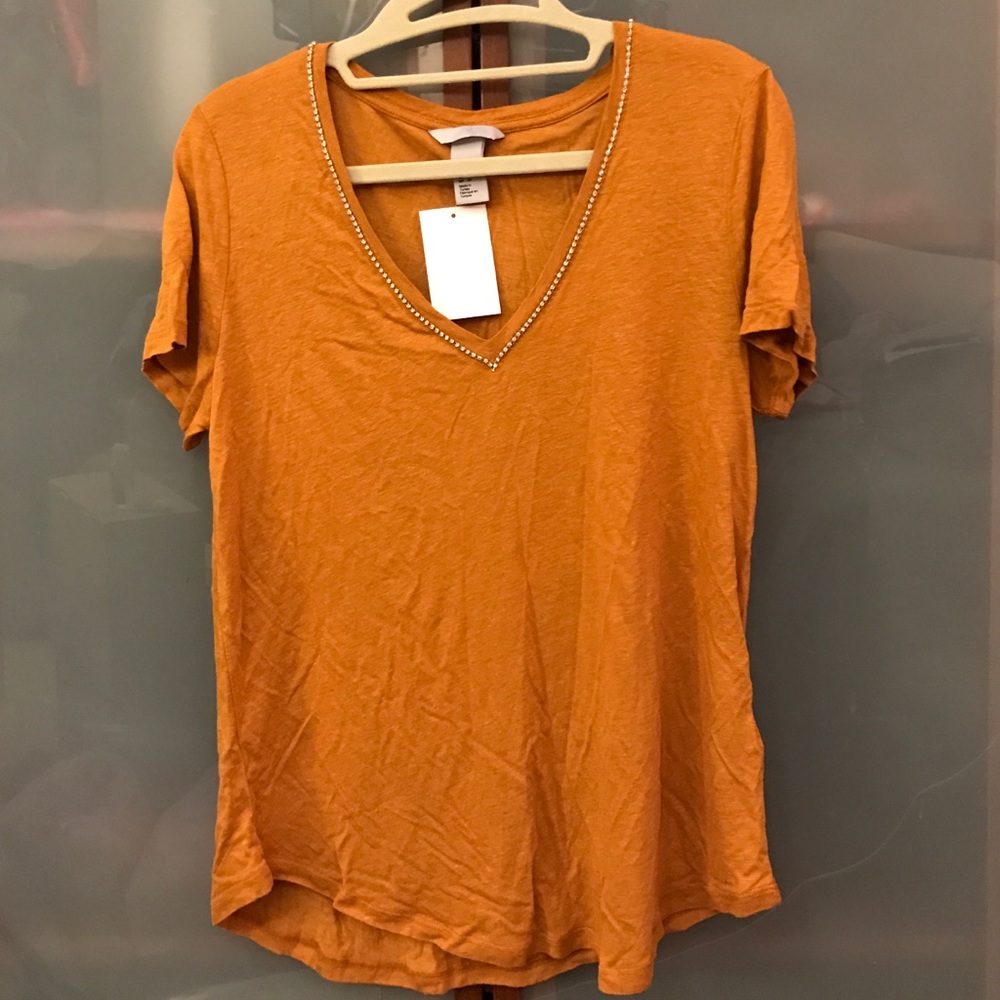 New w tag mustard yellow embezzled shirt