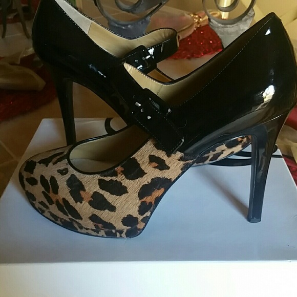 Leopard heels worn once..